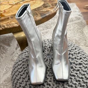 Gianni Bini Metallic Silver Ankle Boots
